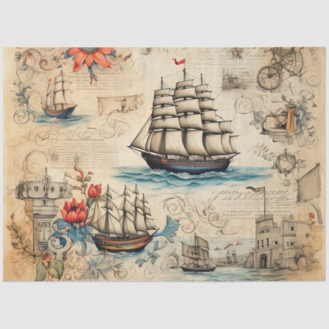 A Scrappy Nautical Series Design 2 Tissue Paper (Front)