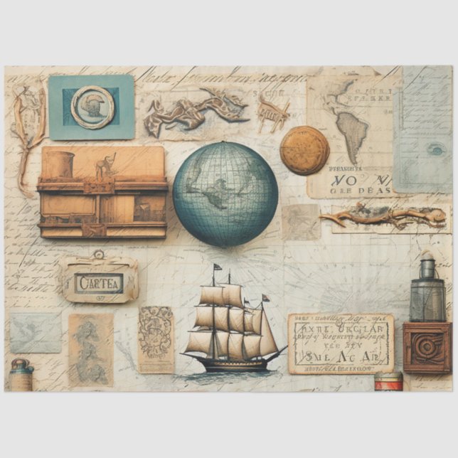 A Scrappy Nautical Series Design 9 Tissue Paper (Front)