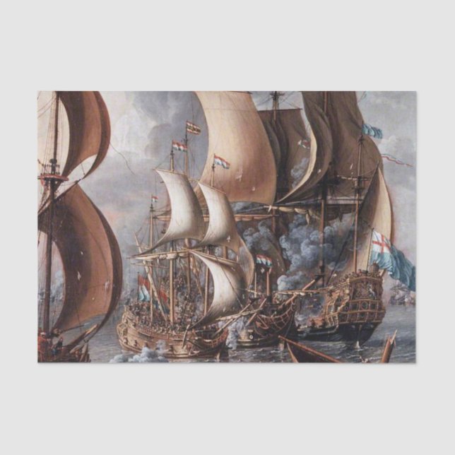 “A Sea Fight” by Lorenzo a Castro Tissue Paper (Front)