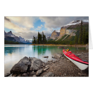 A sea kayak ashore at Spirit Island