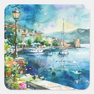 A Sea Port Square Sticker