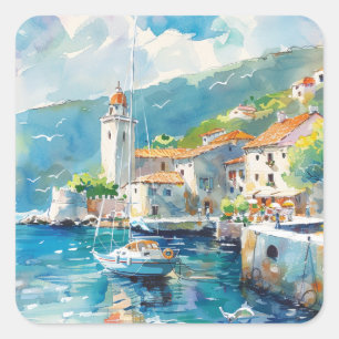 A Sea Port Square Sticker