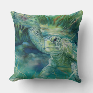 A Sea Turtle Swimming in the Ocean Cushion