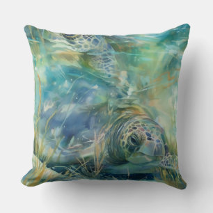 A Sea Turtle Swimming Underwater Cushion