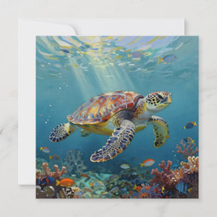 A Sea Turtle Themed Blank Card
