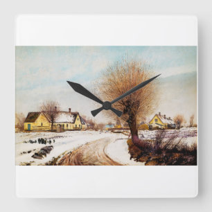A Sealand Village. Winter by Laurits Ring Square Wall Clock