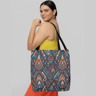 A seamless abstract geometric pattern tote bag