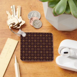 A seamless geometric pattern featuring gold art key ring