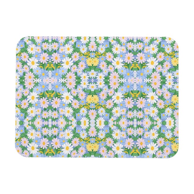 A seamless pattern of pastel daisies magnet (Horizontal)