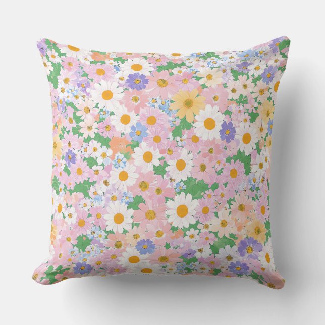 A seamless pattern of small pastel flowers cushion (Front)