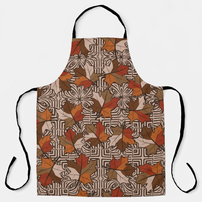 A seamless pattern with randomly arranged maple le apron (Front)