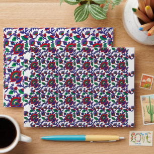 A seamless, symmetrical pattern featuring repeatin envelope