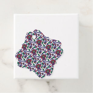 A seamless, symmetrical pattern featuring repeatin favour tags