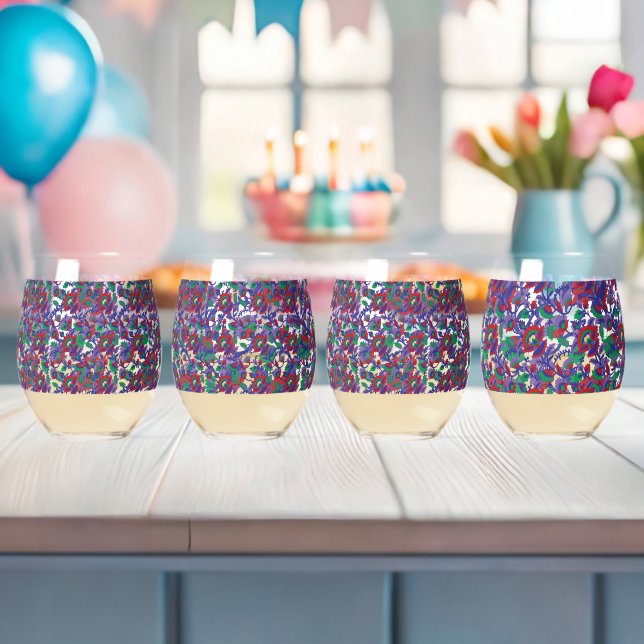 A seamless, symmetrical pattern featuring repeatin stemless wine glass (Insitu (Baby Shower))