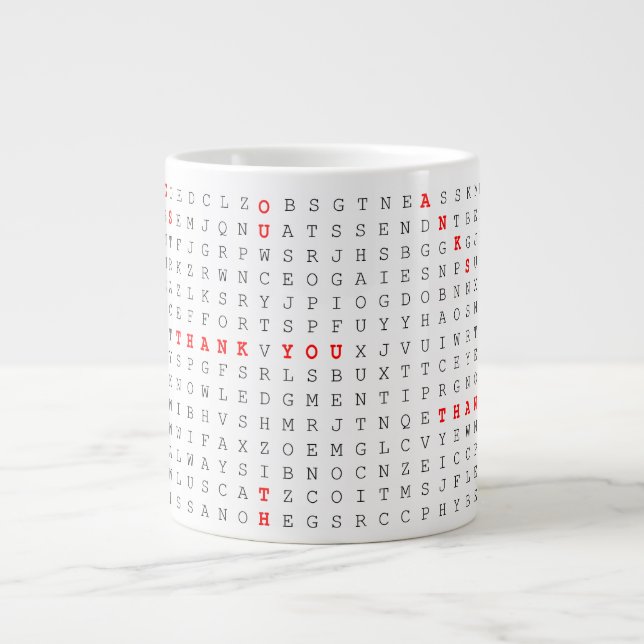 A Search Word Puzzle Thankful Gift Say Thank You Large Coffee Mug (Front)