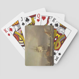 A Seascape with Men-of-War and Small Craft (oil on Playing Cards
