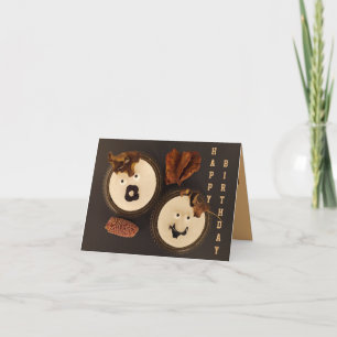 A seasonal fall autumn birthday card with leaves