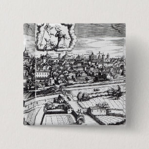 A Section of a Map of Milan, 1640 15 Cm Square Badge