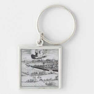 A Section of a Map of Milan, 1640 Key Ring