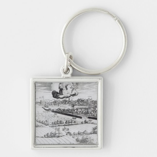 A Section of a Map of Milan, 1640 Key Ring (Front)