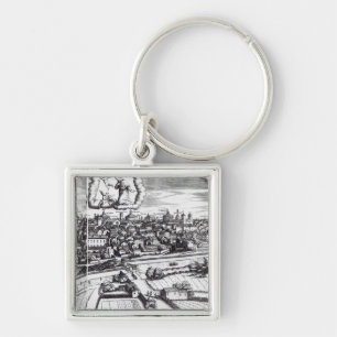A Section of a Map of Milan, 1640 Key Ring