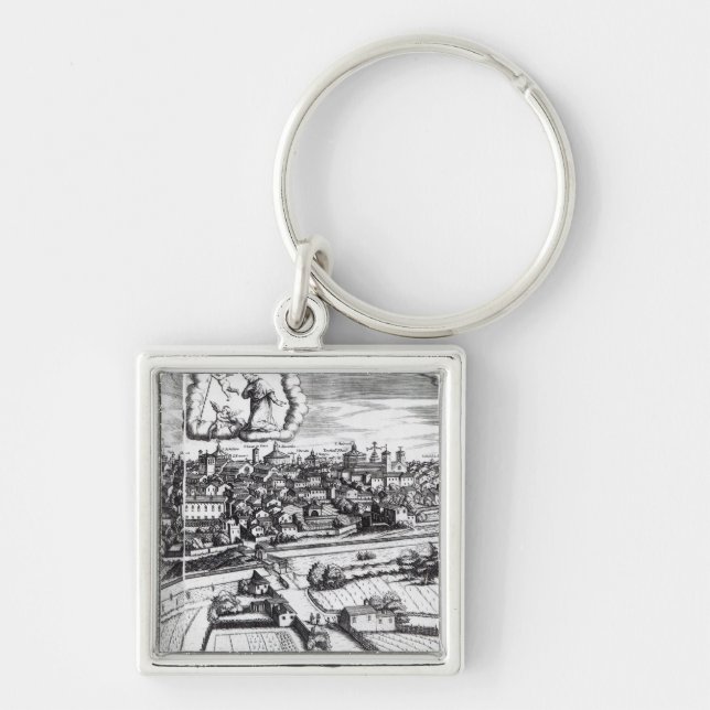 A Section of a Map of Milan, 1640 Key Ring (Front)