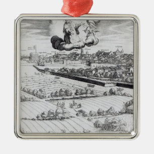 A Section of a Map of Milan, 1640 Metal Tree Decoration