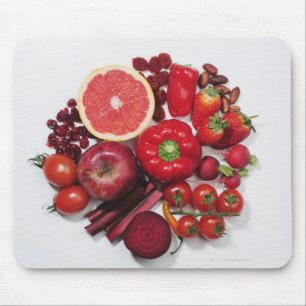 A selection of red fruits & vegetables. mouse mat