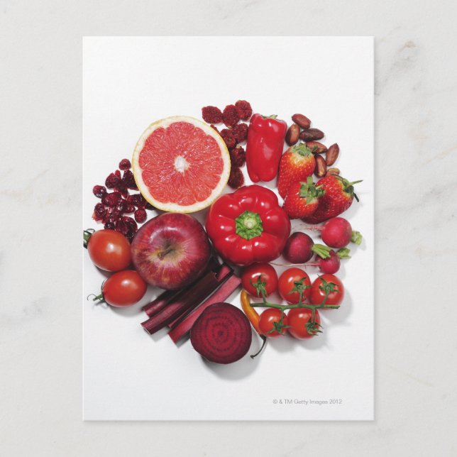 A selection of red fruits & vegetables. postcard (Front)
