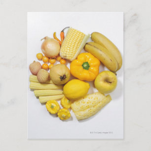 A selection of yellow fruits & vegetables. postcard
