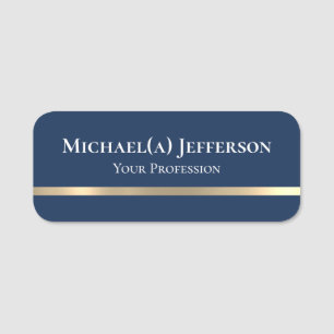 A Sense Of Professional Prestige: Dark Blue & Gold Name Tag