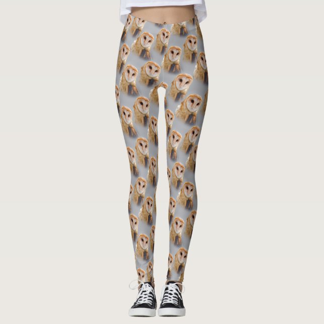 A Serene and Beautiful Barn Owl Leggings (Front)