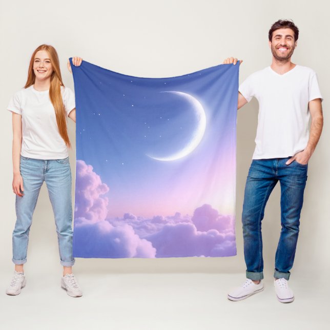 A serene and beautiful crescent moon. Generated ai Fleece Blanket (In Situ)