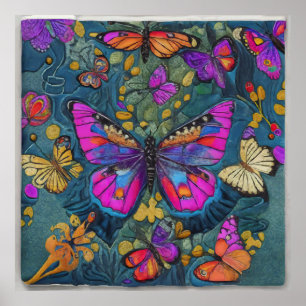 A serene kaleidoscope of butterflies fills the air poster