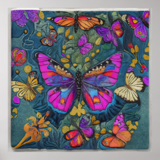 A serene kaleidoscope of butterflies fills the air poster