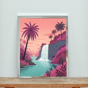 A Serene Landscape with Lush Palm Trees Poster