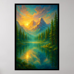 A Serene Sunrise Over a Mirror Lake Poster