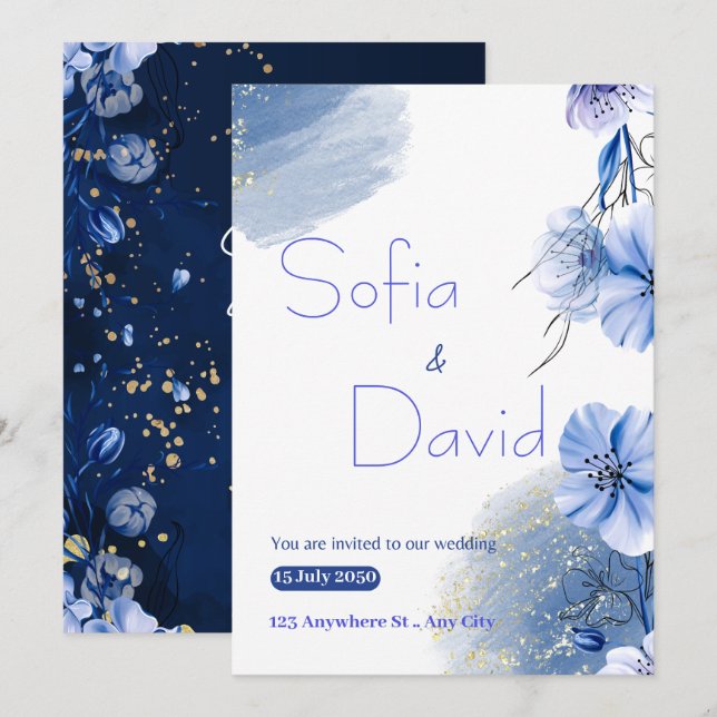 A Serene Symphony of Love:  Wedding Invitation (Front/Back)