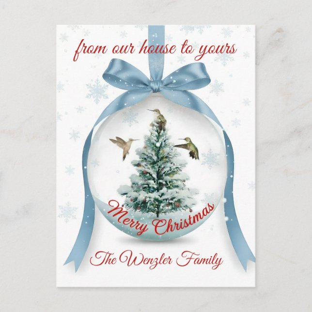 A Serene Winter Scene of Hummingbirds Design Postcard (Front)