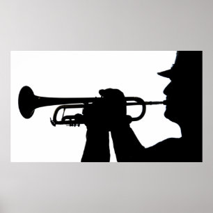 A service member plays a tune poster