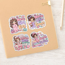 A Set of 4 Cute Kawaii Nurse Life Kiss-Cut Vinyl