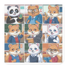 A Set of 9 Back to School Cute Animal