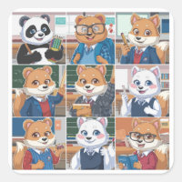 A Set of 9 Back to School Cute Animal