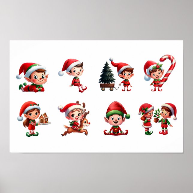  A set of Christmas Elves in various poses Poster (Front)