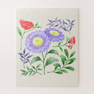 A set of flowers painted in watercolor jigsaw puzzle