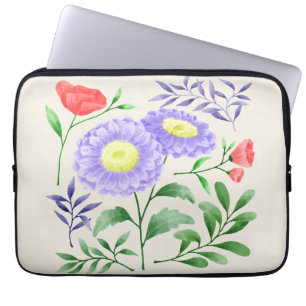A set of flowers painted in watercolor  laptop sleeve