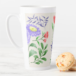 A set of flowers painted in watercolor  latte mug