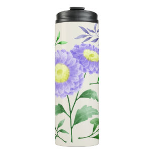 A set of flowers painted in watercolor  thermal tumbler