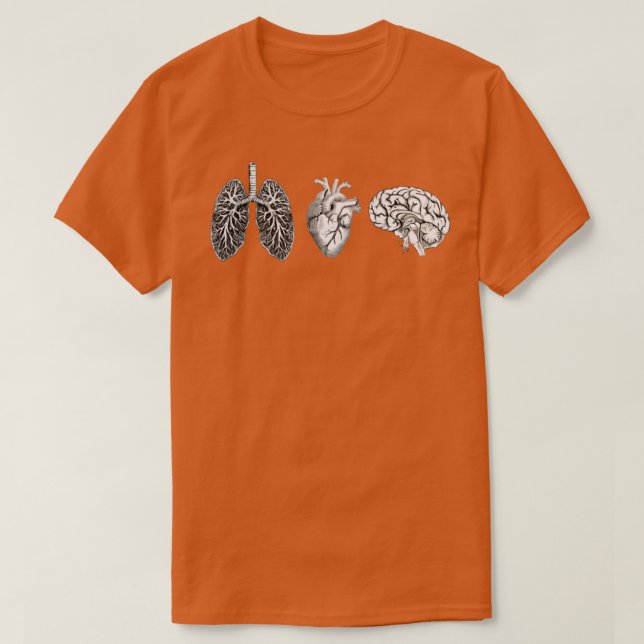 A set of human organ lungs heart and brain T-Shirt (Design Front)