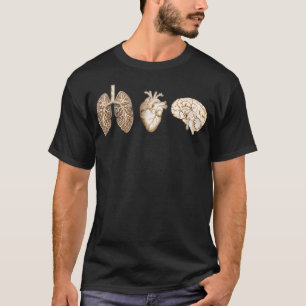 A set of human organ lungs heart and brain vintage T-Shirt